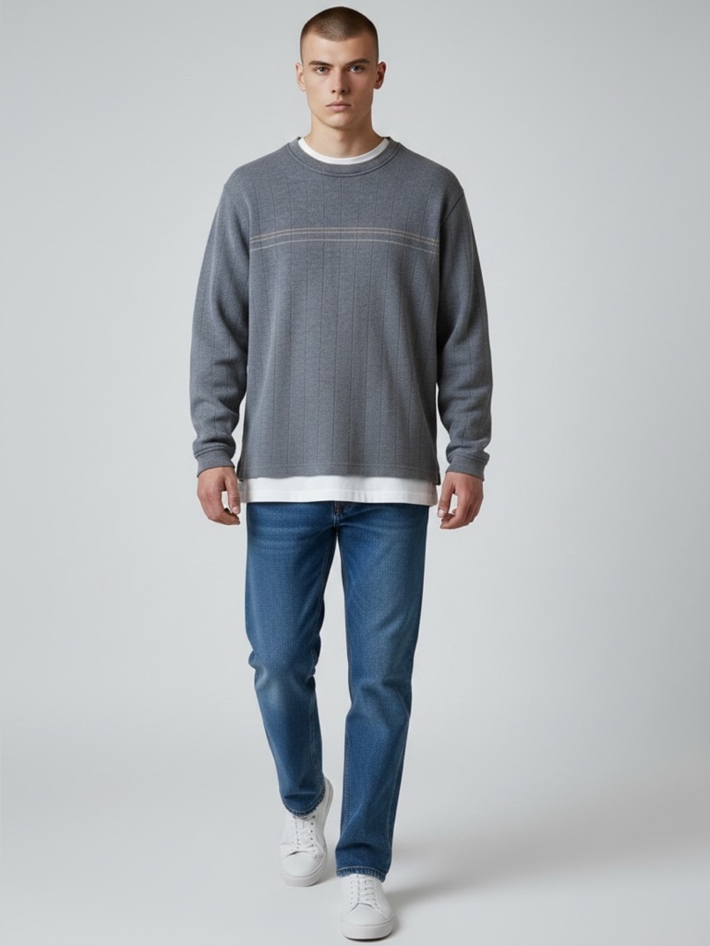 Arrow Men's Cotton Crewneck Pullover Sweater Blue Size Medium